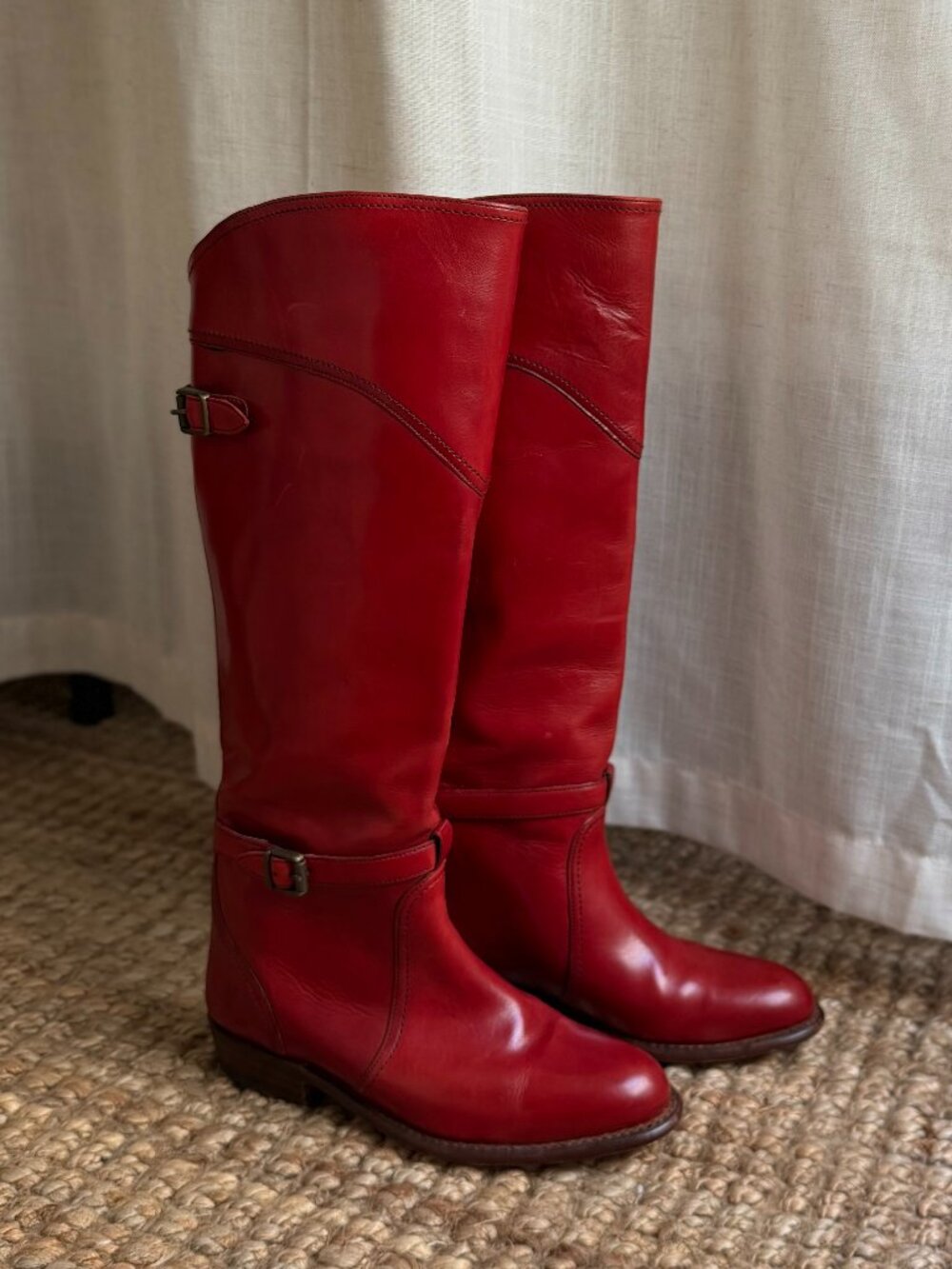 Frye Dorado Red Leather Riding Boots Size 6